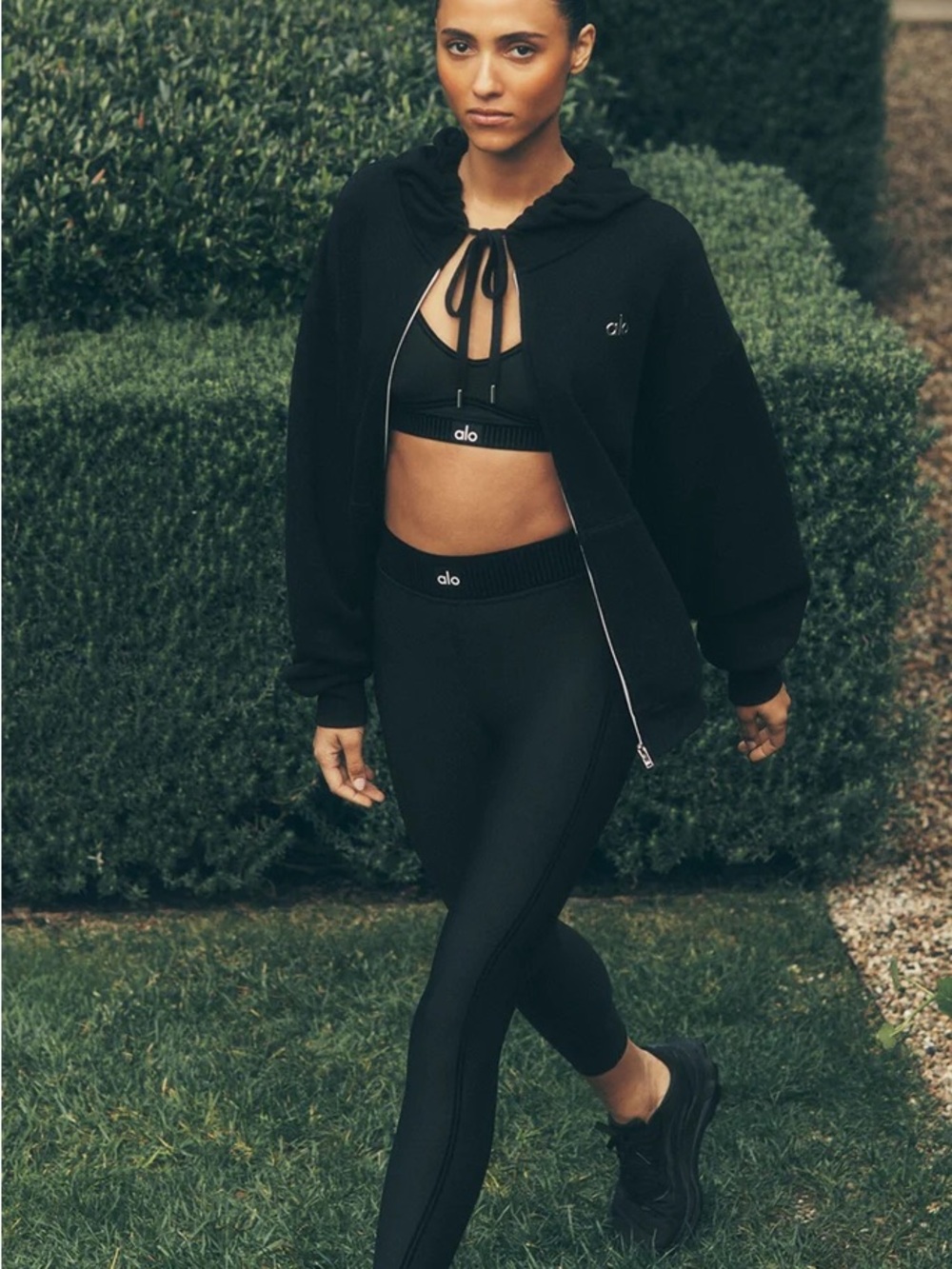 ALO Yoga Black High-Rise Performance Leggings with Pipping